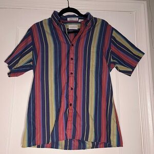 Casual Vintage Style Short Sleeve Button-Down Shirt Size Medium